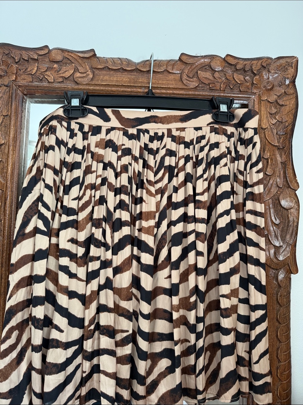 J. Crew Animal Print Pleated Skirt - Beige Brown Black